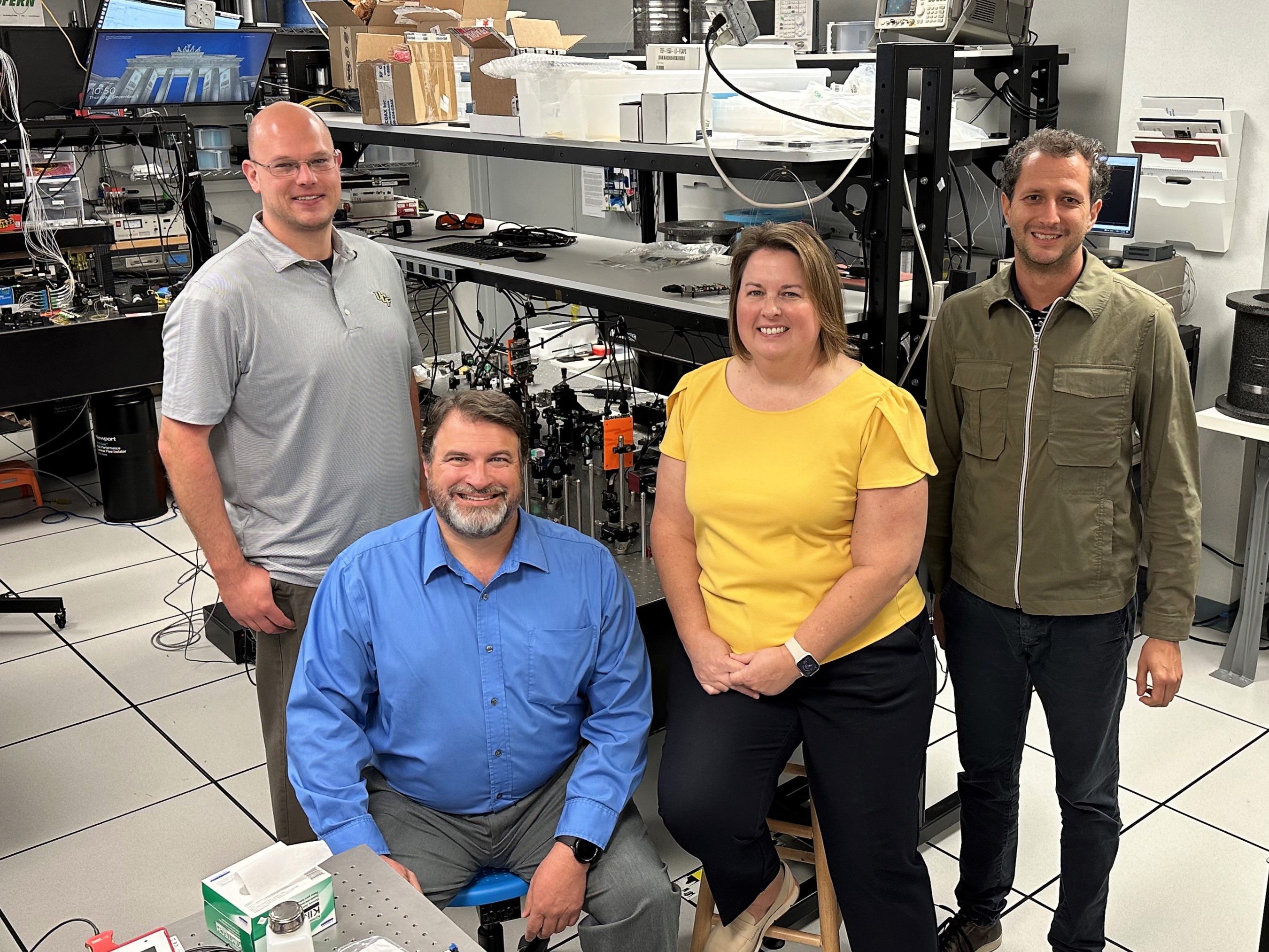 The UCF team is led by CREOL professors of optics and photonics, Stephen Eikenberry and Rodrigo Amezcua-Correa, supported by CREOL Ph.D. candidate
and U.S. Space Force Major, Matthew Cooper, and Kerri Donaldson-Hanna, assistant professor of physics and a member of UCF’s Planetary Sciences Group.